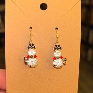 Charming Snowman Earrings with Crystal Details